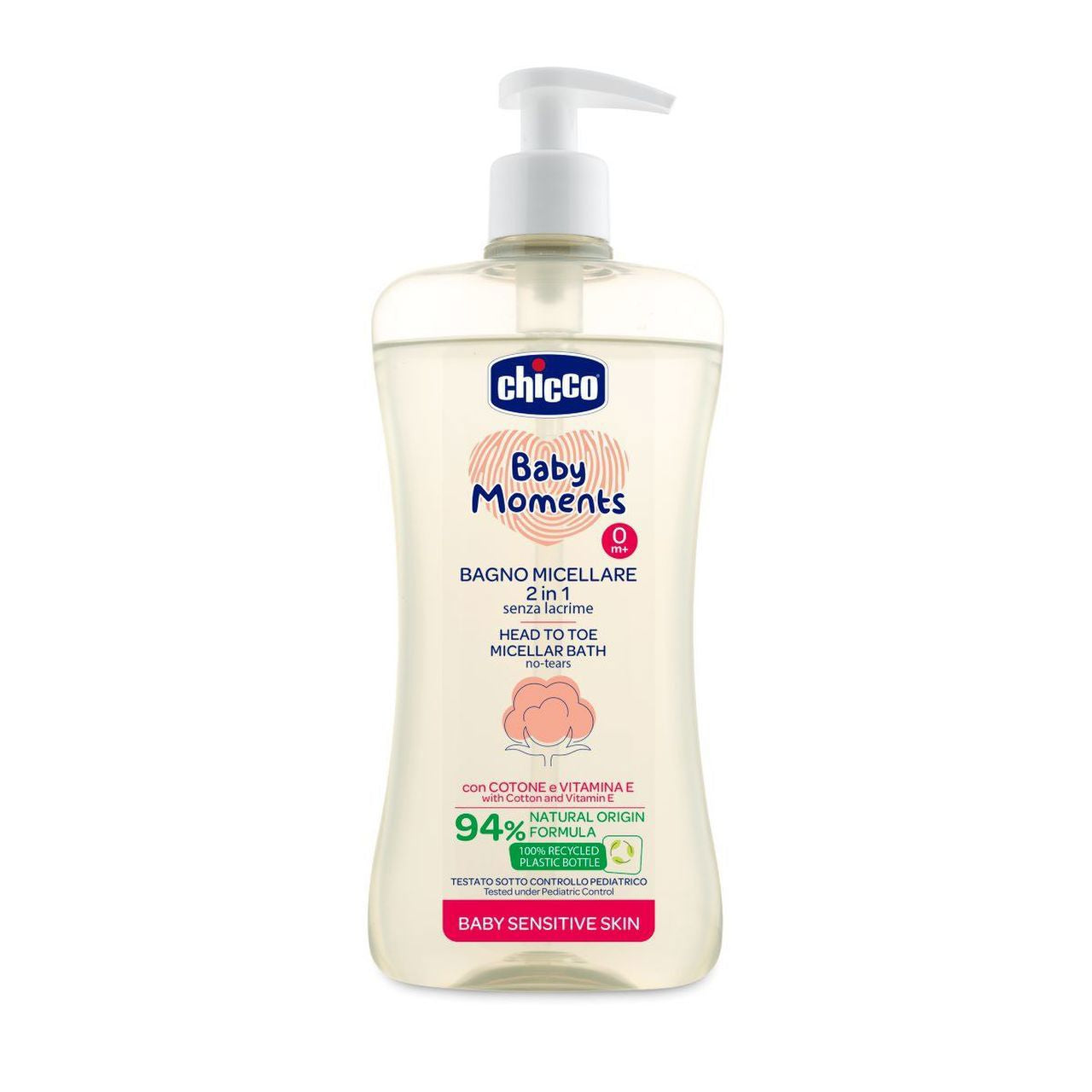 Chicco Shampo e Gel de Banho Micelar - Pele Sensível 500ml | Baby Moments Ref. 10241