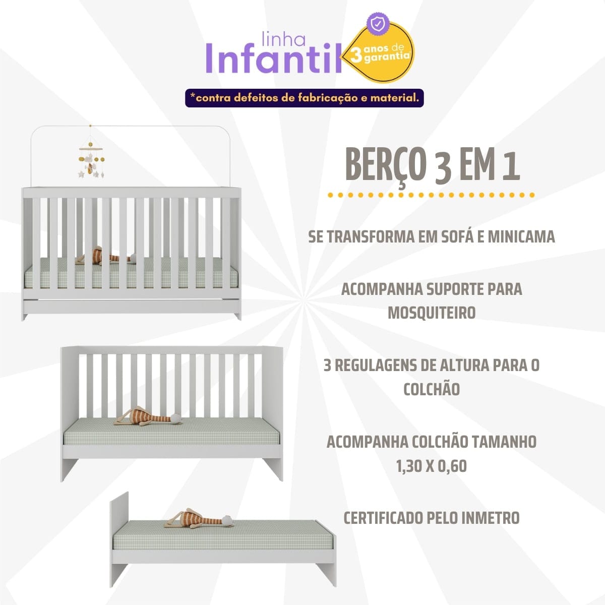 Berço 3em1 | Ref.MP0527R.0001/2/3/4
