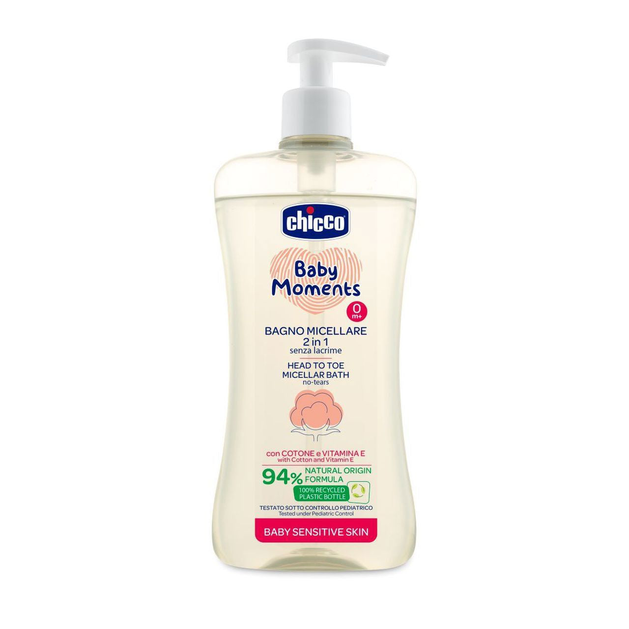 Chicco Shampo e Gel de Banho Micelar - Pele Sensível 500ml | Baby Moments Ref. 10241