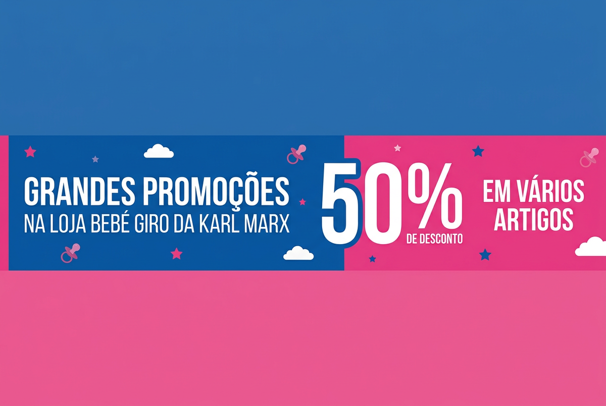 Wide-layout pink-and-blue Bebé Giro promotion